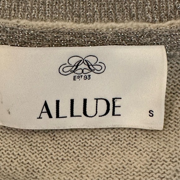 Allude Silver Wool & Cashmere Blend Halter Neck V-Neck Cutout Sweater sz S NWOT - Picture 8 of 9